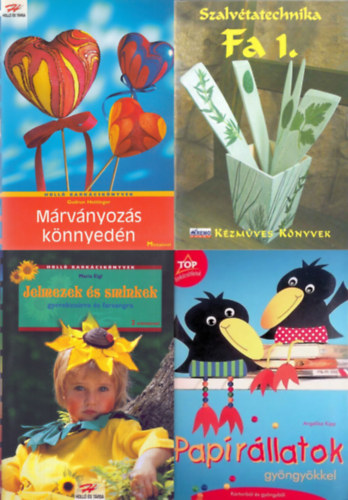 Angelika Kipp, Gudrun Hettinger, Maria Eigl: 4 db hobbikönyv: Papírállatok gyöngyökkel - Kartonból és gyöngyből + Márványozás könnyedén + Jelmezek és sminkek gyerekzsúrra és farsangra + Szalvétatechnika - Fa 1. antikvár