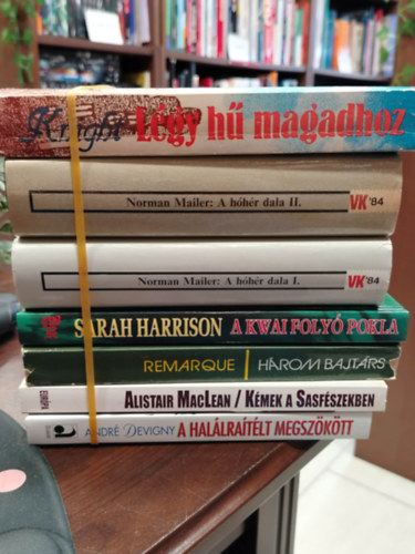 Eric Knight Norman Mailer Norman Mailer Sarah Harrison Erich Maria Remarque Alistair MacLean André Devigny: KÖNYVMENTŐ AJÁNLAT, 6 DB. Világirodalom. Légy hű magadhoz, A hóhér dala II., A hóhér dala I., A Kwai folyó pokla, Három bajtárs, Kémek a Sasfészekben, A halálraítélt megszökött antikvár