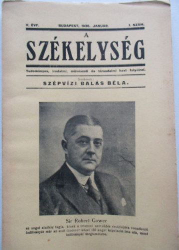 Szépvizi Balás Béla: A Székelység V. évfolyam 1 szám Budapest, 1936 január antikvár