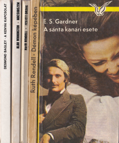 5db. Krimi:E.S. Gardner:A sánta kanári esete,Ruth Rendell:Démon képében+A festett ördög,Alan Winnington:Macskaszem,Desmond Bagley:Kenyai kapcsolat antikvár