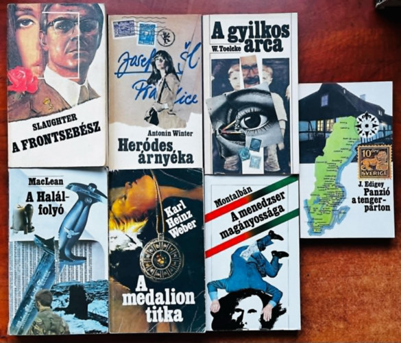 Frank G. Slaughter, Karl- Heinz Weber, Manuel Vázquez Montalbán, Alistair MacLean, Toelcke Werner, J. Edigey, Antonin Winter: 7db könyv:Herodes árnyéka,Panzió a tengerparton,A gyilkos arca,A Halál-folyó,A menedzser magányossága,A medalion titka,A frontsebész antikvár