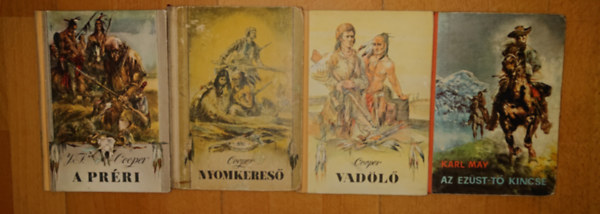 Karl May, J.F. Cooper: 4 klasszikus vadnyugati könyv: Az Ezüst-tó kincse, Vadölő, A préri, Nyomkereső antikvár
