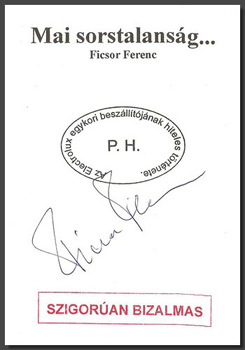 Ficsor Ferenc: Mai sorstalanság... - Dedikált antikvár