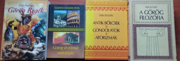 Dr. Pais István, Edith Hamilton, Cox György: 4db Görög könyv:Görög regék (reprint)+Antik bölcsességek-gondolatok-Aforizmák+A görög filozófia+Görög és római mitológia antikvár
