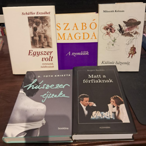 Kepes András, Mikszáth Kálmán, D. Tóth Kriszta, Magda Szabó, Schäffer Erzsébet: 5 db-os irodalmi regények KÖNYVMENTŐ AJÁNLAT: Matt a férfiaknak+Különös házasság+Húszezer éjszaka+A szemlélők+Egyszer volt történetek, találkozások antikvár