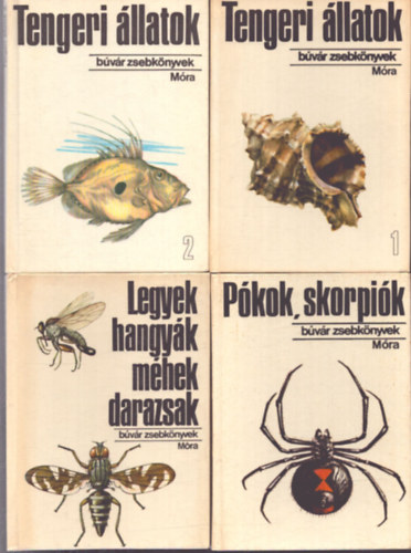 4 db a Búvár Zsebkönyvek sorozatból: Tengeri állatok 1. - Tengeri állatok 2. - Pókok, skorpiók - Legyek, hangyák, méhek, darazsak antikvár