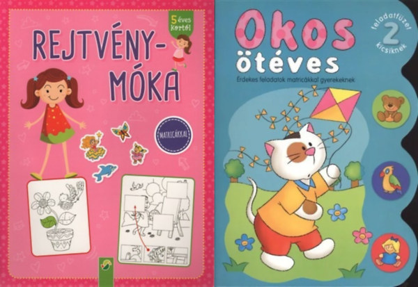 Agnieszka Bator: 2 db fejlesztőkönyv ötévesek számára: Rejtvénymóka - Matricákkal + Okos ötéves 2. - Érdekes feladatok matricákkal gyerekeknek antikvár