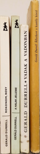 Gerald Durrel: 4 DB GERALD DURRELL KÖNYV: ROKONOM, ROSY+A HALAK JELLEME+VADAK A VADONBAN+ÁLLATKERT A KASTÉLY KÖRÜL könyv