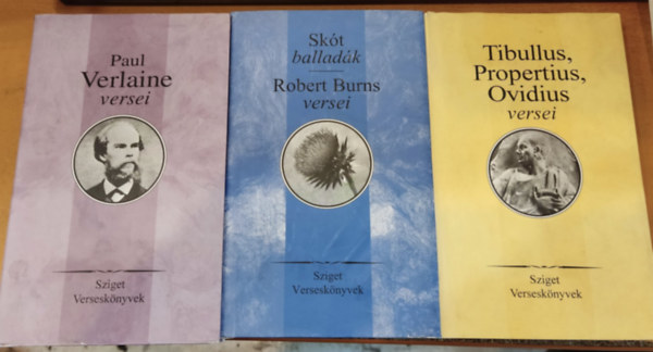 Tibullus-Propertius-Ovidius, Paul Verlaine, Robert Burns: 3 db Sziget Verseskönyvek: Paul Verlaine versei + Skót balladák - Robert Burns versei + Tibullus, Propertius, Ovidius versei antikvár