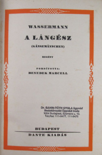 Wassermann: A lángész antikvár