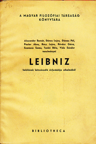 Alexander-Dienes-Finkey: Leibniz halálának kétszázadik évfordulója alkalmából antikvár