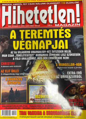 Hihetetlen magazin XXII. évfolyam 2. (244.) szám 2022. február antikvár