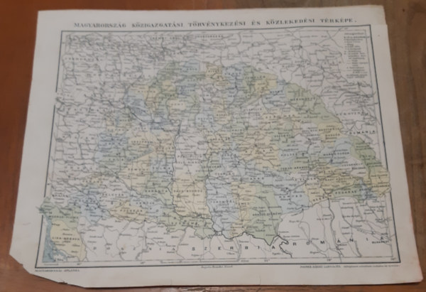 Magyarország közigazgatási, törvénykezési és közlekedési térképe antikvár