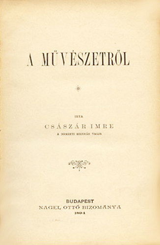 Császár Imre: A művészetről antikvár