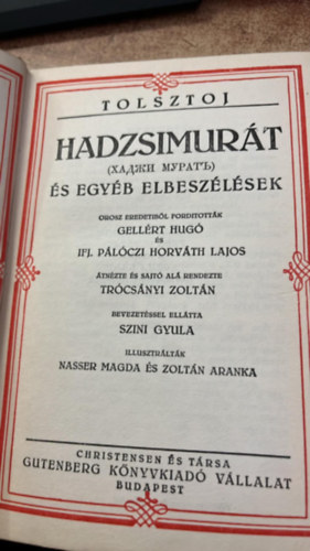 Lev Tolsztoj: Hadzsi Murát és egyéb elbeszélések antikvár