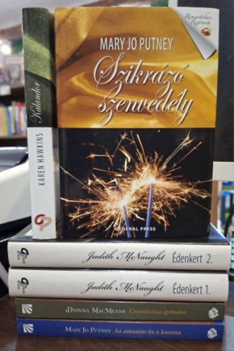 Donna MacMeans, Mary Jo Putney, Karen Hawkins, Judith McNaught: Romantikus Regények sorozatból 6 mű 7 kötetben, KÖNYVMENTŐ AJÁNLAT: Csiszolatlan gyémánt, Az amazon és a katona, Szikrázó szenvedély, Kalandor, Édenkert 1-2. antikvár