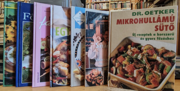Szűcs László, Dr. Oetker, Frank Júlia, Virágh Ursula, Korpádi Péter, Molnár Zoltán, Tari Zsuzsanna: 7 db Szakácskönyv: Recept klub 4; Mikrohullámú sütő; Nagy fagylaltoskönyv; Hera főzőkönyv; Knorr szakácskönyv; Gyors & finom tészták; Kreatív konyha: Egytálételek antikvár