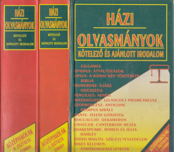 Házi olvasmányok - kötelező és ajánlott irodalom középiskolák I. és II. osztálya számára (2db mű) antikvár