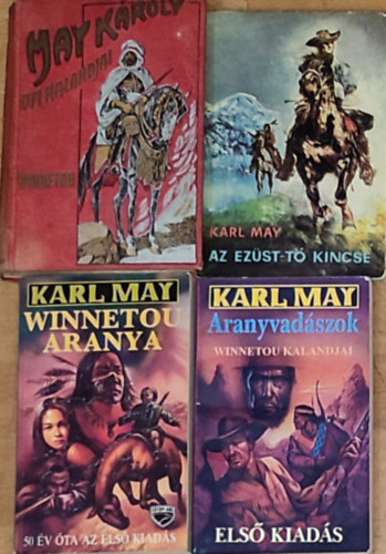Karl May: 4db Karl May regény - Winnetou, Az Ezüst-tó kincse, Winnetou aranya, Aranyvadászok antikvár
