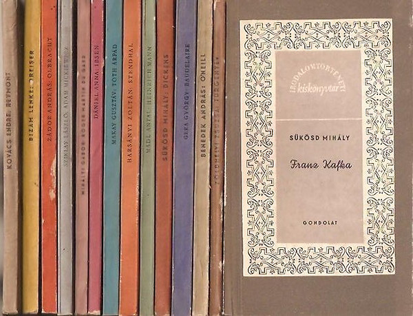 Kovács Endre; Sükösd Mihály; Zöldhelyi Zsuzsa; Benedek András; Gera György; Mádl Antal; Harsányi Zoltán; Makay Gusztáv; Dániel Anna; Mihályi Gábor; Sziklay László; Zádor András; Bizám Lenke: 14 db Irodalomtörténeti kiskönyvtár könyv: Dreiser, Olbracht, Adam Mickiewicz, Roger Martin du Gard, Ibsen, Tóth Árpád, Stendhal, Heinrich Mann, Dickens, Baudelaire, O'Neill, Turgenyev, Franz Kafka, Reymont könyv