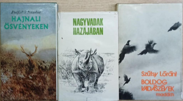 Pálfalvi Nándor, Véber Károly, Szűtsy Lóránt: 3 db vadászkönyv: Hajnali ösvényeken - Nagyvadak hazájában - Boldog vadászévek antikvár