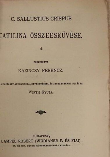 SALLUSTIUS CRISPUS: Catilina összeesküvése antikvár