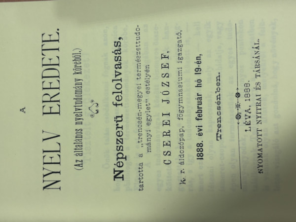 A nyelv eredete (reprint) antikvár