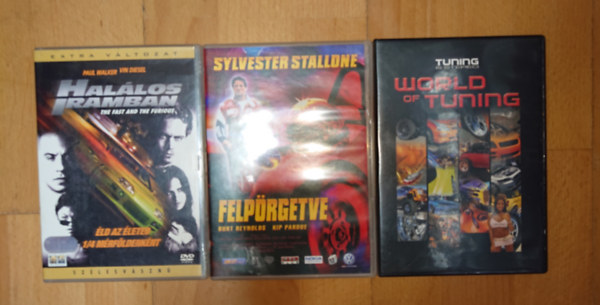 Vin Diesel, Paul Walker, Sylvester Stallone: 2 film főszerepben sportautókkal: Felpörgetve, Halálos iramban + ajándék World of Tuning DVD antikvár