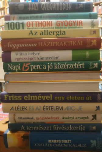 Reader's Digest vál.: 14 db Gyógyászat, természetgyógyászat: A természet füvészkertje; Vitaminok, gyógynövények, ásványi anyagok; Családi orvosi kalauz; Friss elmével egy életen át; A lélek és az értelem ABC-je; Szakorvosi tanácsadó (Házi gyógymódok); 1001 otthoni gyógyír antikvár