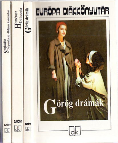Homérosz, Szophoklész: 3 db. Európa Diákkönyvtár: Görög drámák (Leláncolt Prométheusz - Antigoné - Íphigeneia Auliszban - A madarak) + Odüsszeia + Oidipusz király - Oidipusz Kolónoszban antikvár