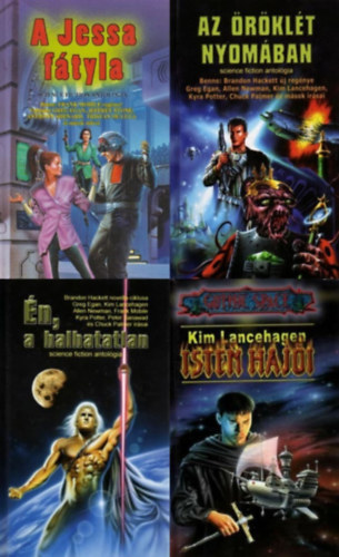Kim Lancehagen, Nemes István (szerk.), Brandon Hackett, Greg Egan, Kyra Potter, Peter Sanawad, Chuck Palmer, Frank Mobile, Allen Newman, Jeffrey Stone, Tristan de Luca, Braxton Smith, Alex Norwood, László Zoltán, Thomas A. Tyler, Anthony Sheenard: 4 db Cherubion Science Fiction antológia: A Jessa fátyla - Science fiction antológia + Az öröklét nyomában - Science fiction antológia + Isten hajói + Én, a halhatatlan - Science fiction antológia antikvár