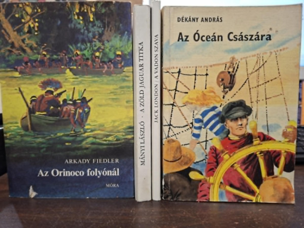 Arkady Fiedler, Mányi László, Jack London, Dékány András: 4 db ifjúsági regény, KÖNYVMENTŐ AJÁNLAT: Az Orinoco folyónál, A zöld Jaguár titka, A vadon szava, Az Óceán Császára antikvár