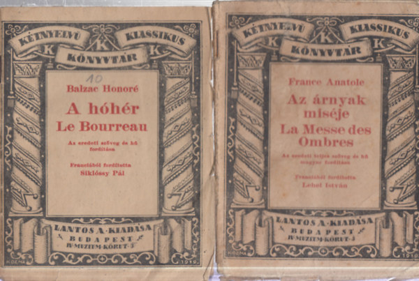 2 db. Kétnyelvű Klassikus Könyvtár (Az árnyak miséje + A hóhér) antikvár