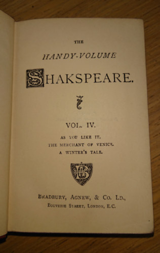 Wiliam Shakespeare: The Handy Volume of Shakespeare - Vol. IV. antikvár