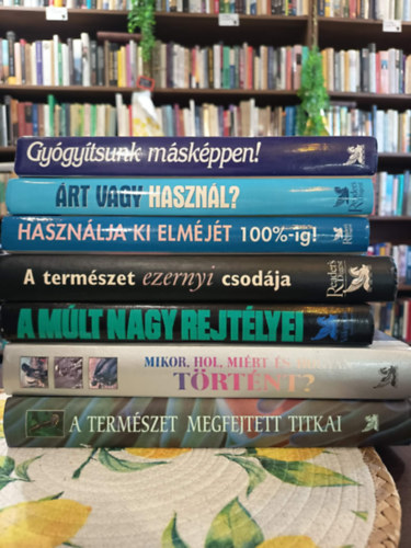 Reader's Digest könycsomag 7 darabos KÖNYVMENTŐ AJÁNLAT: Gyógyítsunk másképpen!, Árt vagy használ? , Használja ki az elméjét 100%-ig!, A természet ezernyi csodája, A múlt nagy rejtélyei, Mikor, hol, miért és hogyan történt, A természet megfejtett titkai antikvár