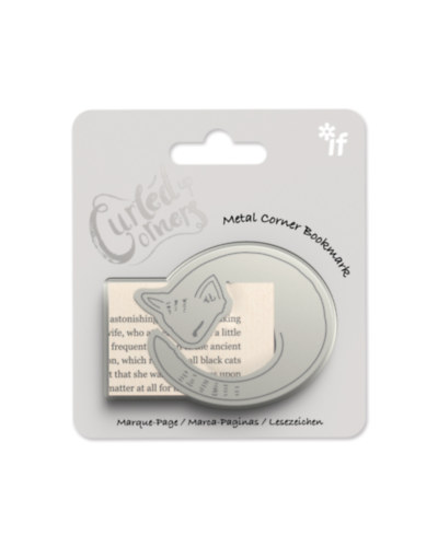 Kuckózó cica, állatos fém sarokkönyvjelző ajándék könyvhöz