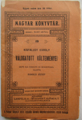 Bánóczi József: Kisfaludy Károly válogatott költeményei antikvár