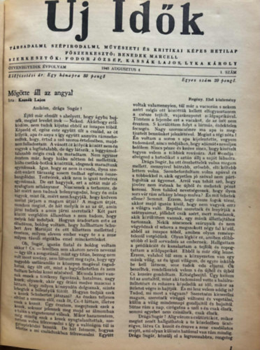 Uj idők - Szépirodalmi, művészeti és társadalmi képes hetilap 1945. I.  1-22. szám (egyekötve) antikvár