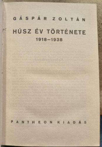 Gáspár Zoltán: Húsz év története 1918-1938 antikvár