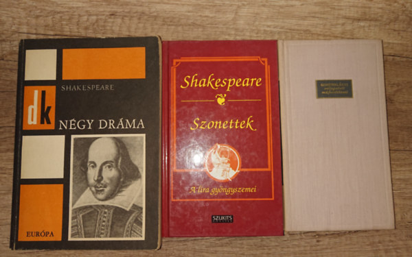 William Shakespeare: 3 kötet Shakespeare-től: Szonettek, Négy dráma, Rómeó és Júlia antikvár