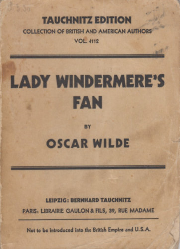 Oscar Wilde: Lady Windermere's fan antikvár