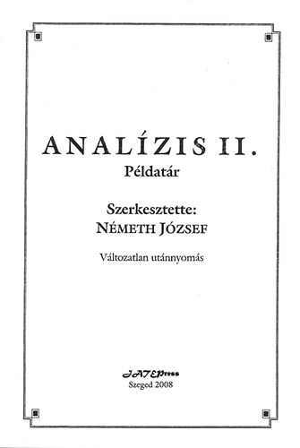 Analízis II. - Példatár könyv