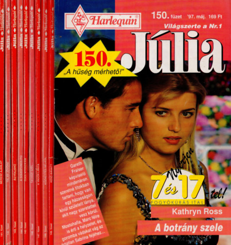Miranda Lee, Debbie Macomber, Susan Napier, Liz Fielding: 10 db Júlia magazin 141-150. füzet ( Merész ajánlat, Talán jövőre, Ágyrajáró, A szaxofonos fiú, Édes nyuszikám, Tavaszi szél..,A vadőr lánya, Közvetítés nélkül, Késő bánat? A botrány szele antikvár
