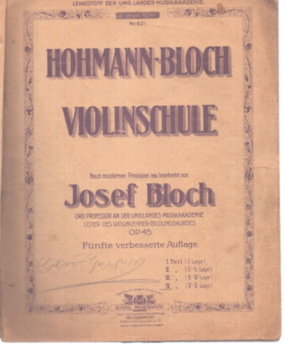 Josef Bloch: Hohmann-Bloch Violinschule antikvár