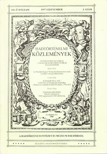 Hadtörténelmi közlemények 110. évfolyam, 3. szám (1997. szeptember) antikvár