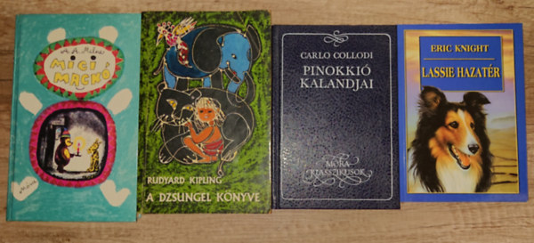 Eric Knight, Carlo Collodi, Rudyard Kipling, A. A. Milne: 4 klasszikus ifjúsági regény: Lassie hazatér, Pinokkió kalandjai, A dzsungel könyve, Micimackó antikvár