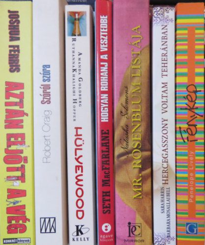 Penelope Lively, Barbara Mosallai Bell, Sara Harris, Natasha Solomons, Seth MacFarlane, Ruthanna Khalighi Hopper, Amanda Goldberg, Robert Craig, Joshua Ferris: 7 kötet szórakoztató irodalom: Fénykép; Hercegasszony voltam Teheránban; Mr. Rosenblum listája; Hogyan rohanj a vesztedbe; Hülyewood; Szóról szóra; Aztán eljött a vég antikvár
