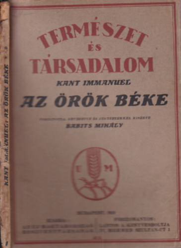 Immanuel Kant: Az örök béke (Természet és társadalom 1. szám) antikvár
