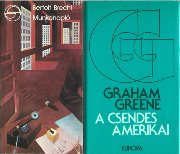 2 db könyv, Bertolt Brecht: Munkanapló, Graham Greene: A csendes amerikai antikvár