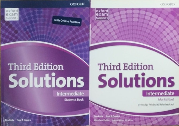 Tim Falla - Paul A Davies - Rézműves Zoltán: Solutions (Third Edition) - Intermediate - Student's Book + Munkafüzet - Érettségi felkészítő feladatokkal antikvár